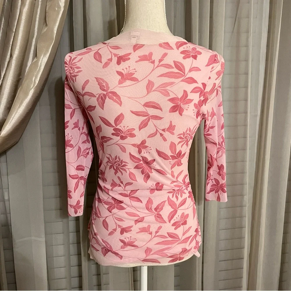Anthropologie Pink Sweet Pea Vintage 3/4 Sleeve Blouse - Picture 3 of 4
